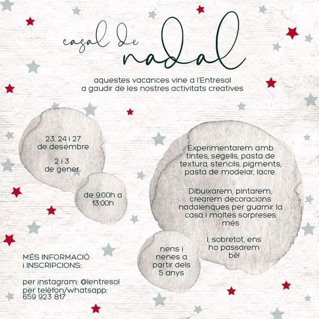 ⭐ CASAL INFANTIL DE NADAL '24 🎄 | Taller d'manualitats