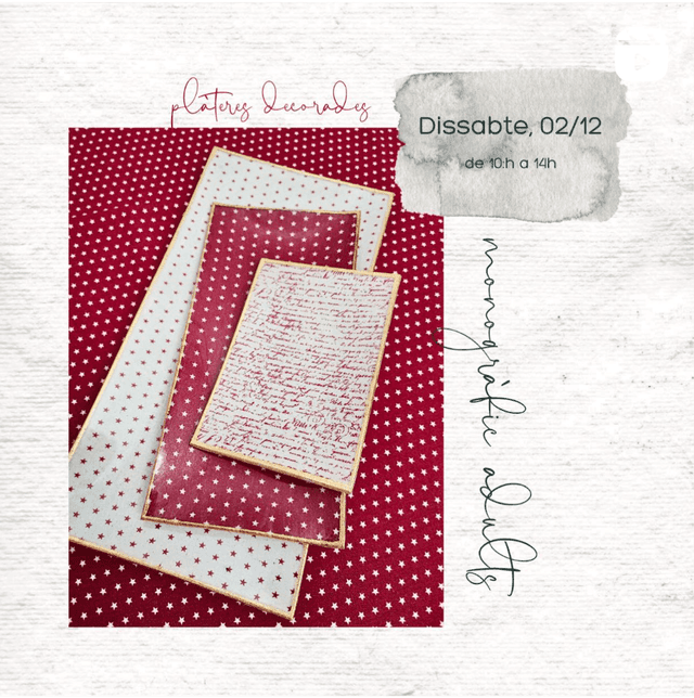 PLÀTERES DE NADAL. Decoupage invers amb tela sobre vidre | Taller d'manualitats